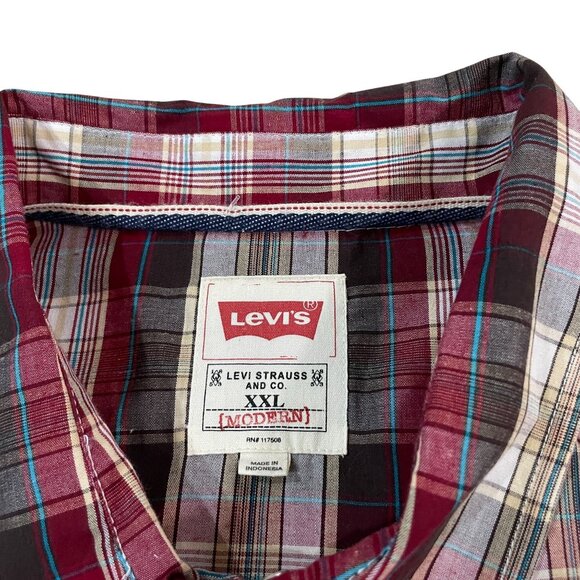 Levi's Men's Western Shirt Plaid Long Sleeve Size XXL Cowboy Rancher Pearl Snaps - Picture 2 of 5